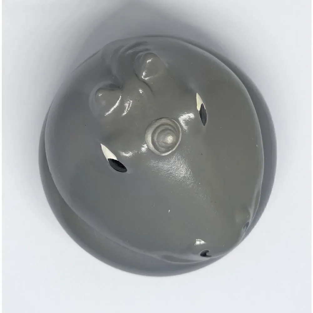 Handmade ceramic clay gray unicorn dish catchall cup jewelry box